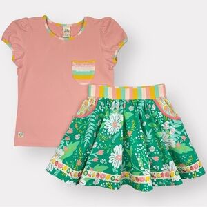 Sz 8 Wildflowers (Daydream Believer) Daydream top & sz 6 Bubbly Circle Skort set